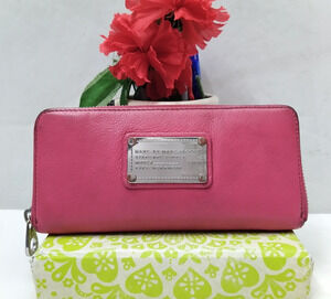 Marc By Marc Jacobs Pink Leather Zip Around Credit Card Wallet